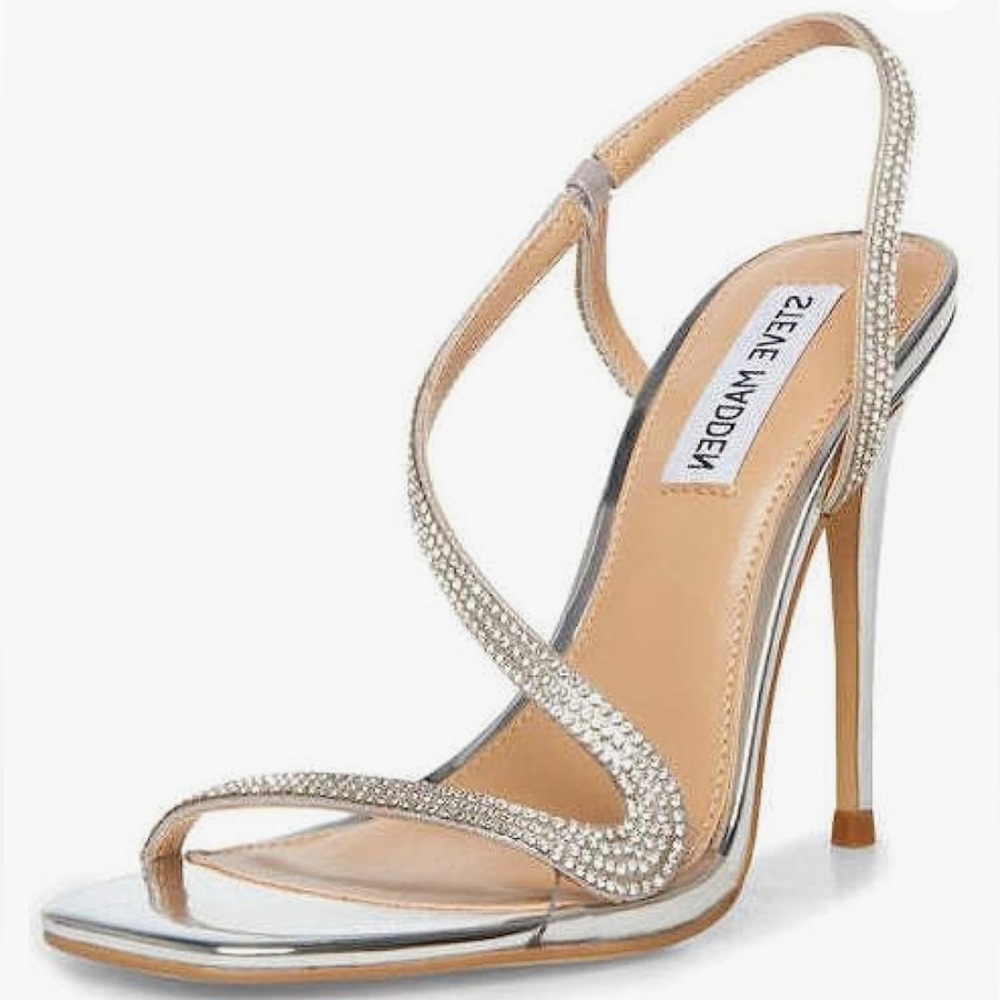 Steve Madden Noelle Rhinestone Silver heels